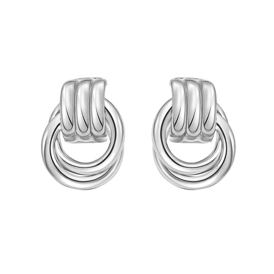 Sterling Silver Triple Door Knocker Hoop Earrings
