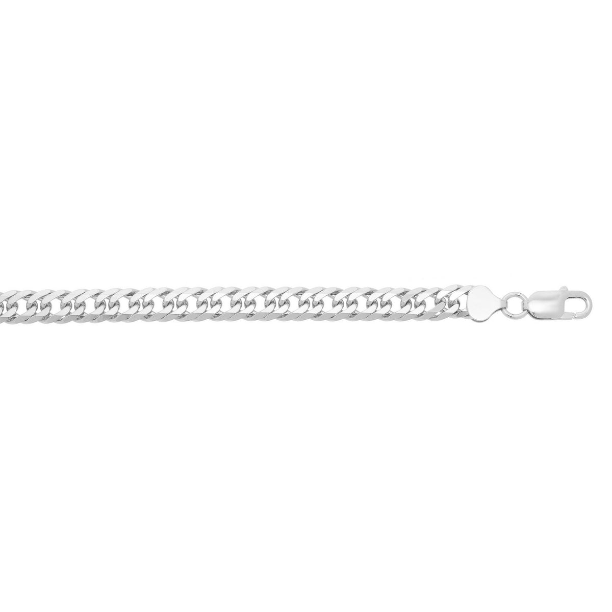 Sterling Silver Rhodium Plated Flat Miami Cuban Chain (7.80 mm)