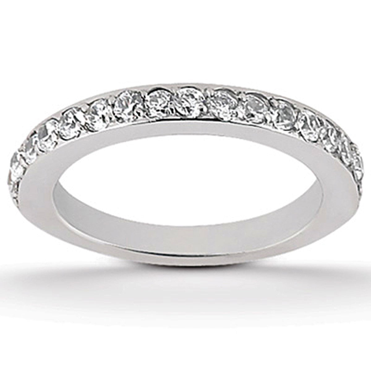 14k White Gold Pave Diamond Wedding Band Set 1/2 Around