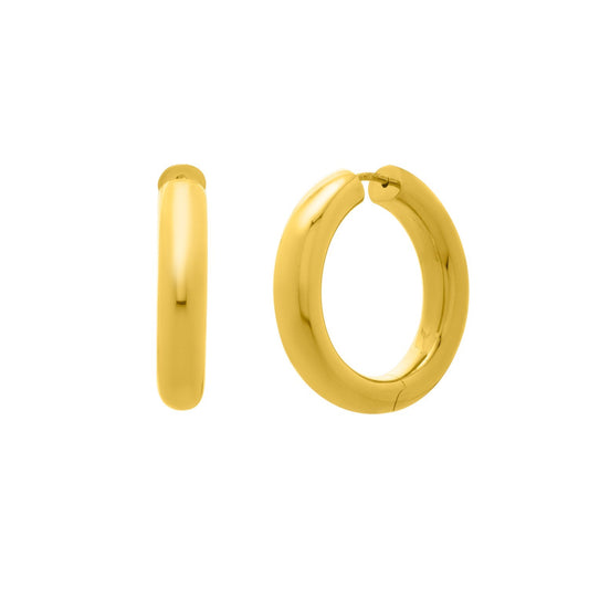 Sterling Silver Yellow Gold Plated Round Hoop Earrings