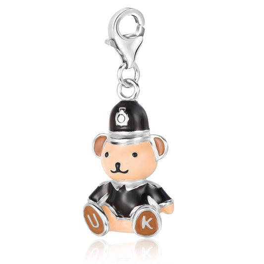 Sterling Silver Multi Color Enameled Teddy Bear Charm