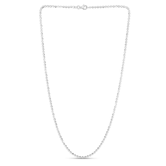 Sterling Silver Rhodium Plated Moon Cut Bead Chain (2.50 mm)