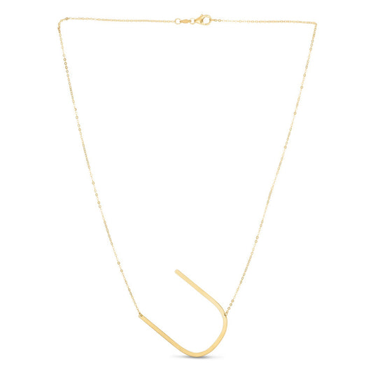 14K Yellow Gold Yours Truly Large Initial U Necklace