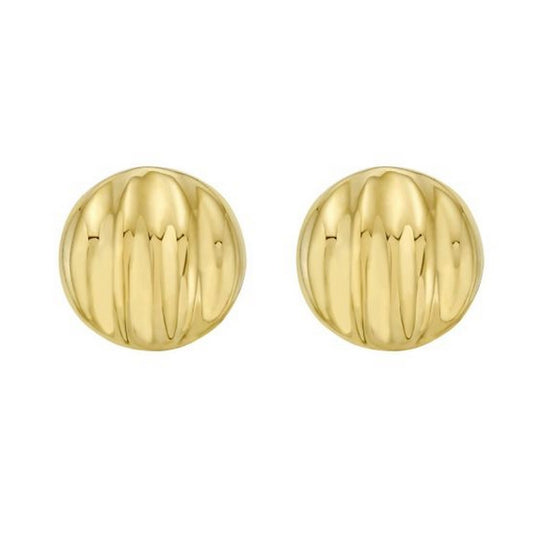 Sterling Silver Yellow Gold Plated Sculpted Domed Disc Stud Earrings