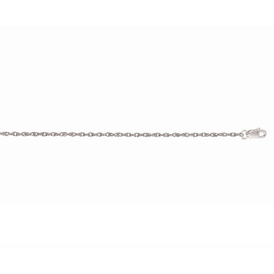 14k White Gold Machine Rope Chain (1.10 mm)