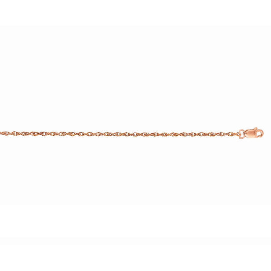 14k Rose Gold Machine Rope Chain (1.10 mm)