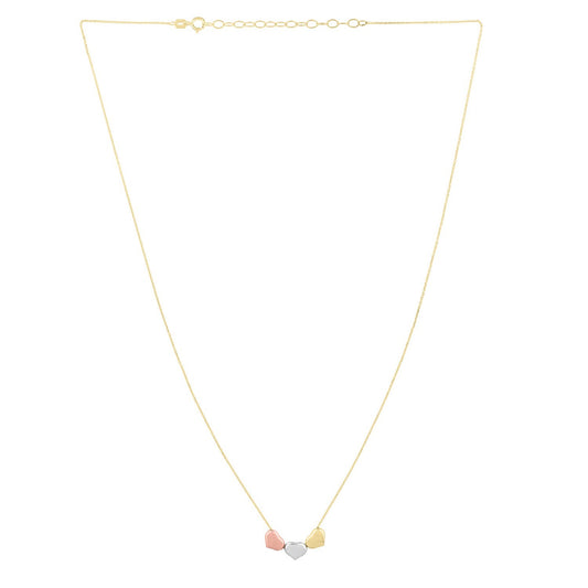 14K Tri Color Gold Triple Heart Necklace