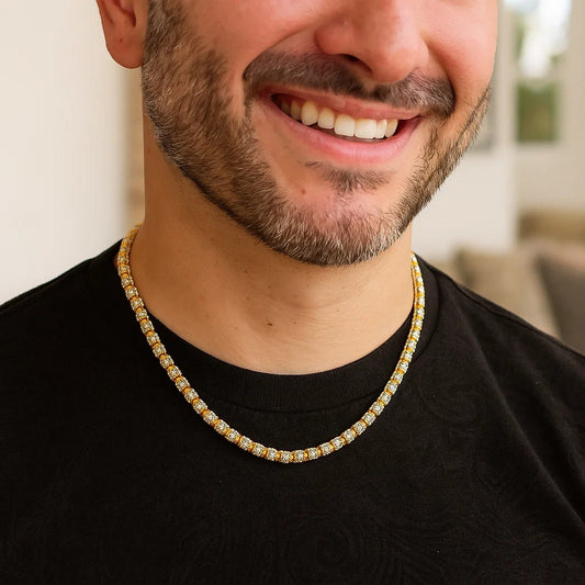 Sterling Silver with Gold Plated Ice Barrel Chain (5.00 mm)