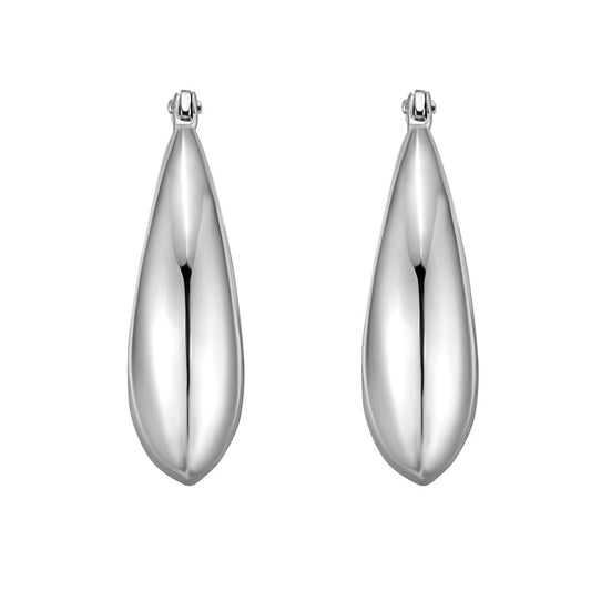 Sterling Silver Sculptural Crescent Hoop Earrings