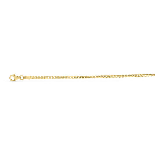 Sterling Silver Yellow Gold Plated Round Box Chain (2.10 mm)