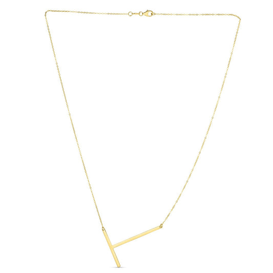 14K Yellow Gold Yours Truly Large Initial T Necklace