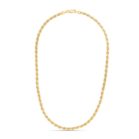 Sterling Silver Yellow Gold Plated Diamond Cut Royal Rope Chain (4.40 mm)