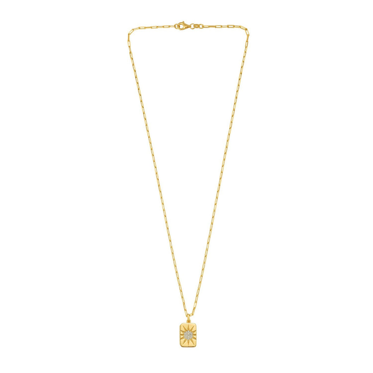Sterling Silver Gold Plated Cubic Zirconia Starburst Locket Necklace