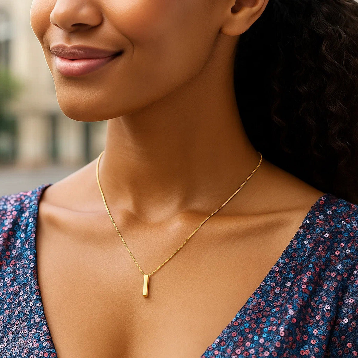 14K Yellow Gold Yours Truly Block Letter Initial I Necklace