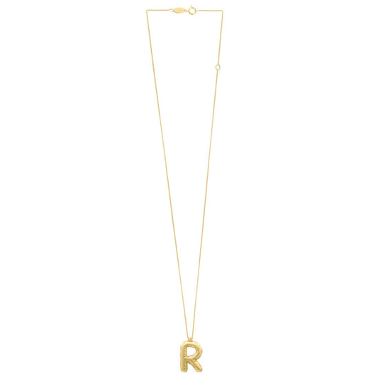 14K Yellow Gold Helium Initial R Pendant