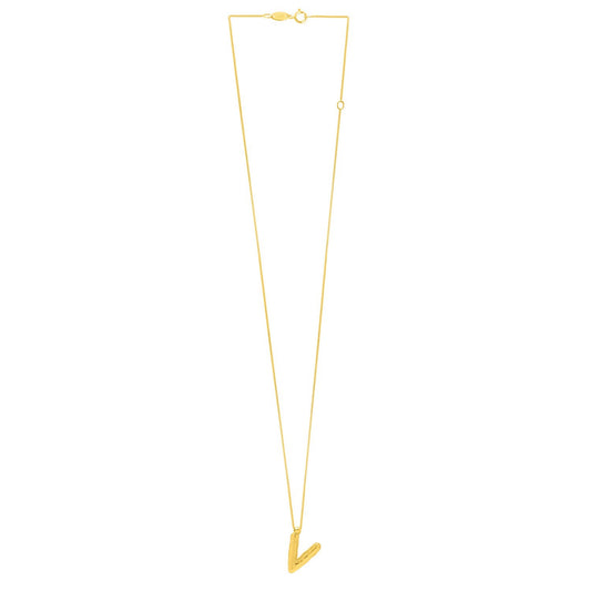 14K Yellow Gold Helium Initial V Pendant