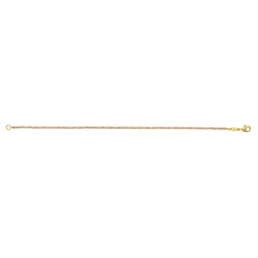 10K Yellow Gold Tricolor Diamond Cut Bead Bracelet