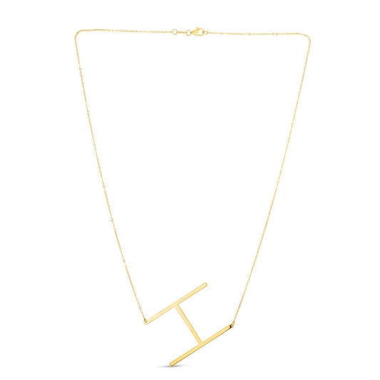 14K Yellow Gold Yours Truly Large Initial H Necklace