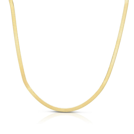 Sterling Silver Yellow Gold Plated Imperial Herringbone Chain (4.20 mm)