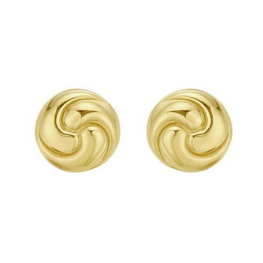 Sterling Silver Yellow Gold Plated Puffed Swirly Knot Stud Earrings
