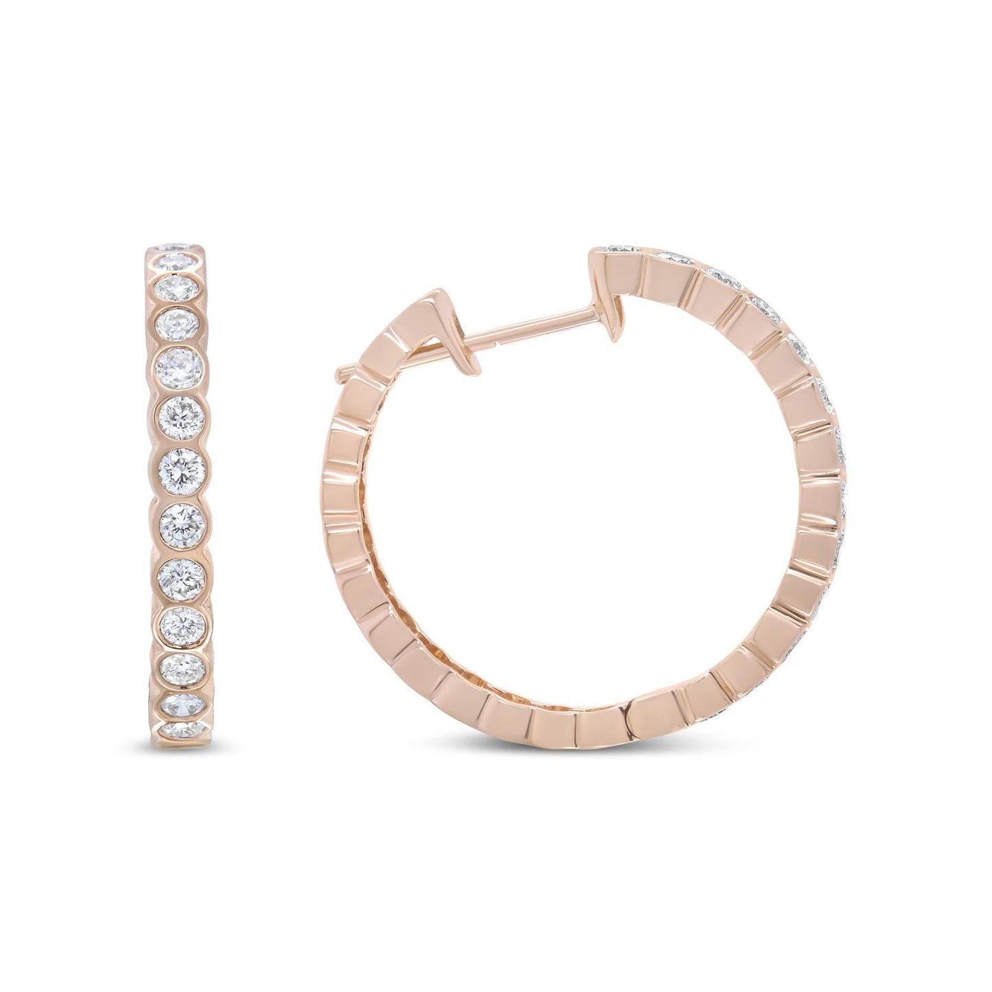 Rose Gold Diamond Hoop Earrings