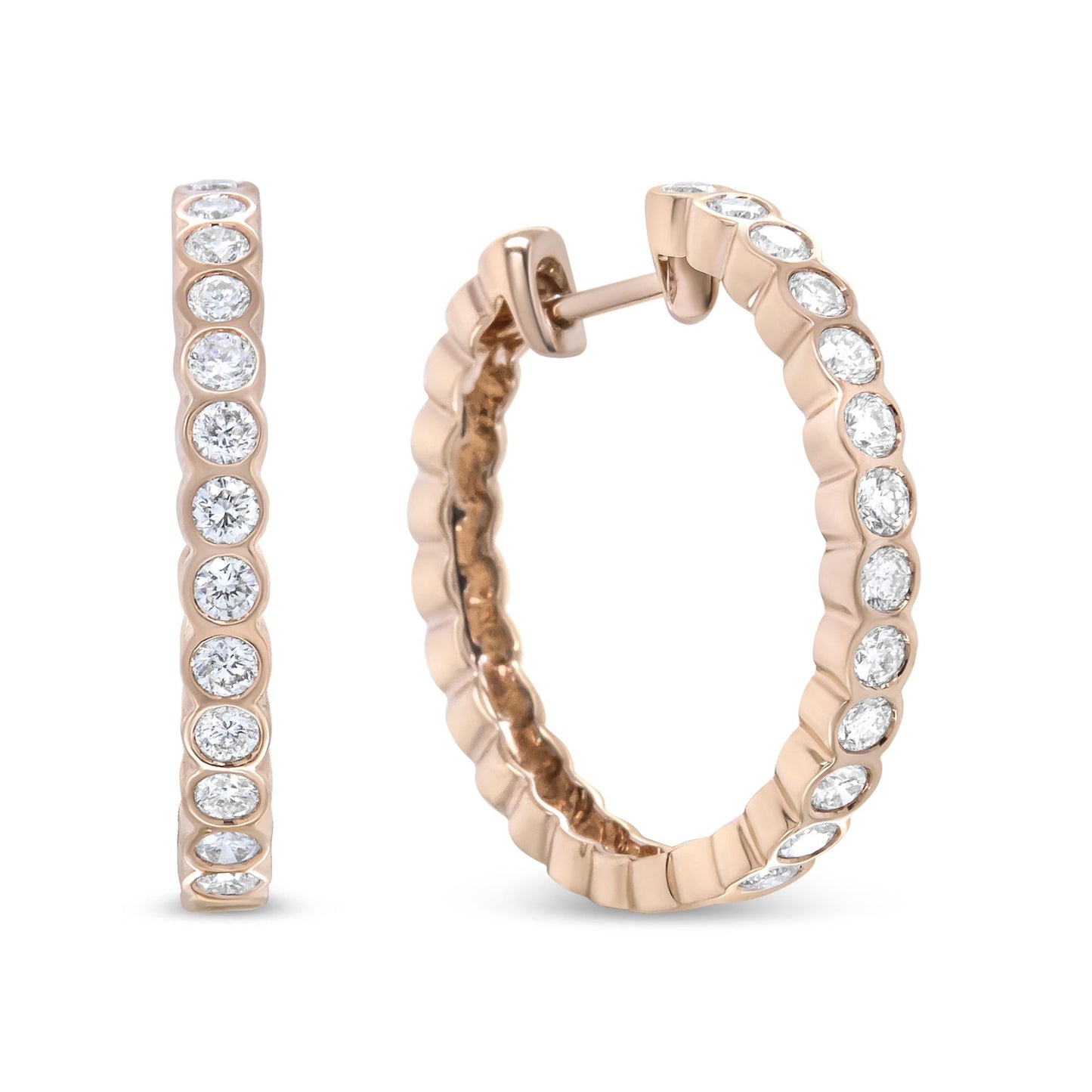 Rose Gold Hoops with Diamonds