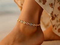 14k Tri Color Gold Mariner Link Anklet