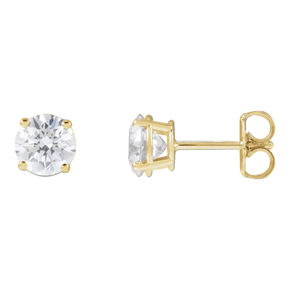 Gold stud earrings with lab grown diamonds
