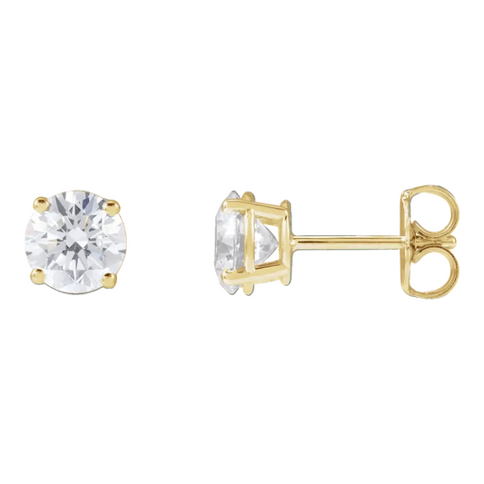 Gold stud earrings with lab grown diamonds