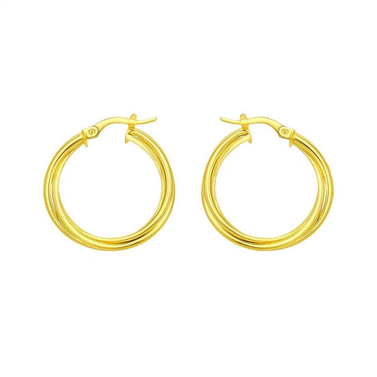 14K Yellow Gold Interlocking Medium Trinity Hoop Earrings