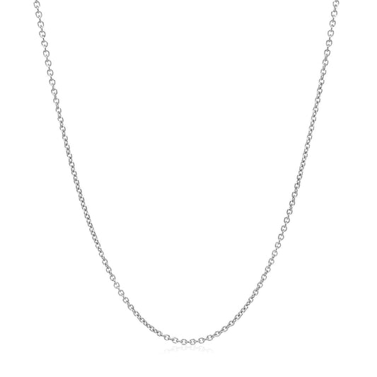 14k White Gold Oval Cable Link Chain (1.20 mm)