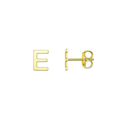 14K Yellow Gold Yours Truly Initial E Stud Earrings