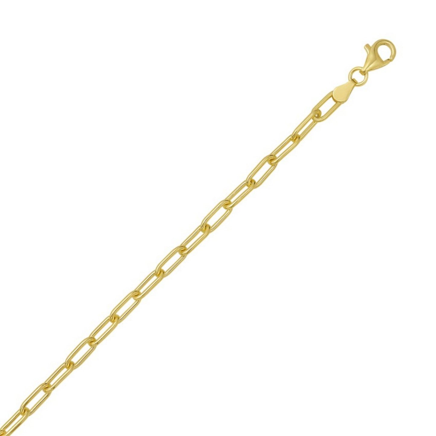 Sterling Silver Yellow Gold Plated Round Link Paperclip Chain (4.10 mm)