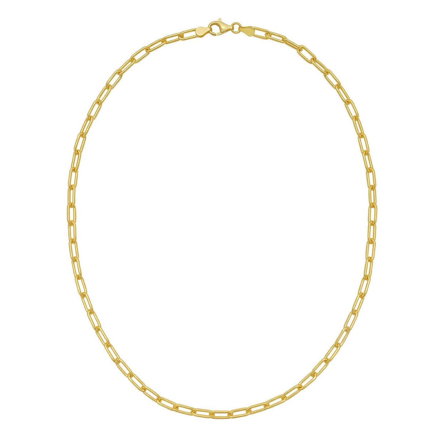 Sterling Silver Yellow Gold Plated Round Link Paperclip Chain (4.10 mm)