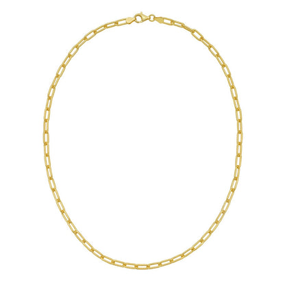 Sterling Silver Yellow Gold Plated Round Link Paperclip Chain (4.10 mm)