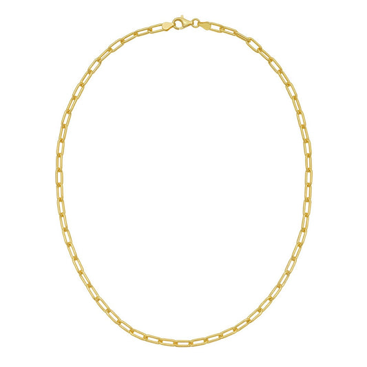 Sterling Silver Yellow Gold Plated Round Link Paperclip Chain (4.10 mm)