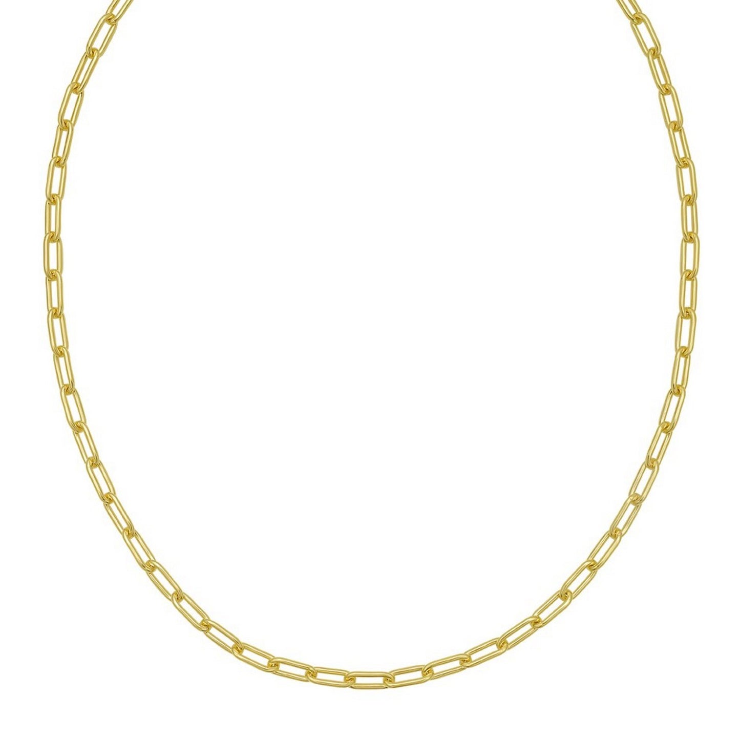 Sterling Silver Yellow Gold Plated Round Link Paperclip Chain (4.10 mm)