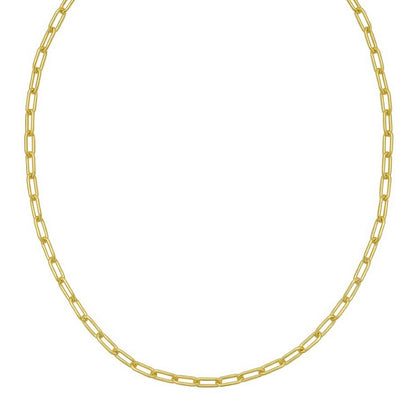 Sterling Silver Yellow Gold Plated Round Link Paperclip Chain (4.10 mm)