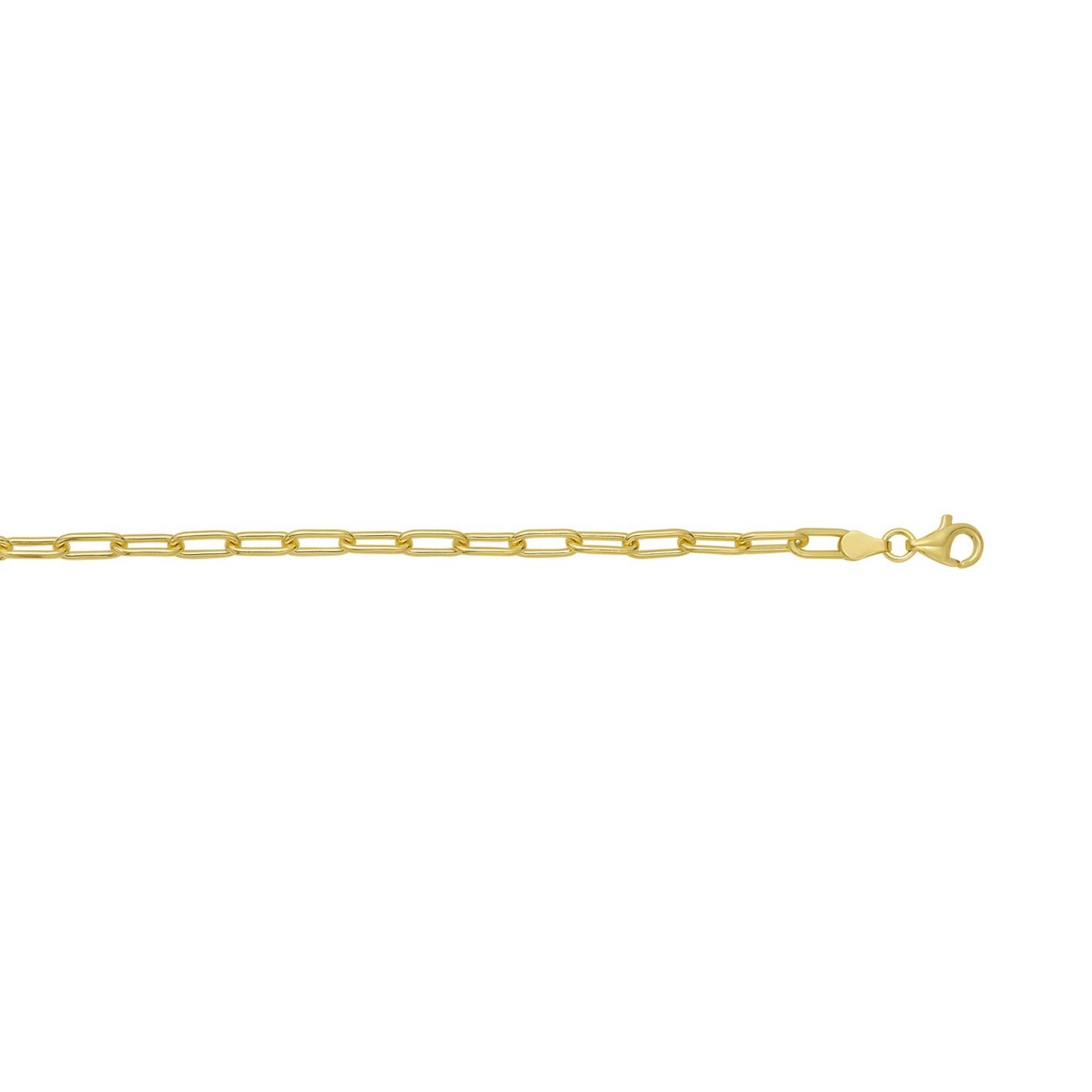 Sterling Silver Yellow Gold Plated Round Link Paperclip Chain (4.10 mm)