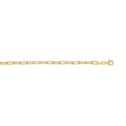 Sterling Silver Yellow Gold Plated Round Link Paperclip Chain (4.10 mm)
