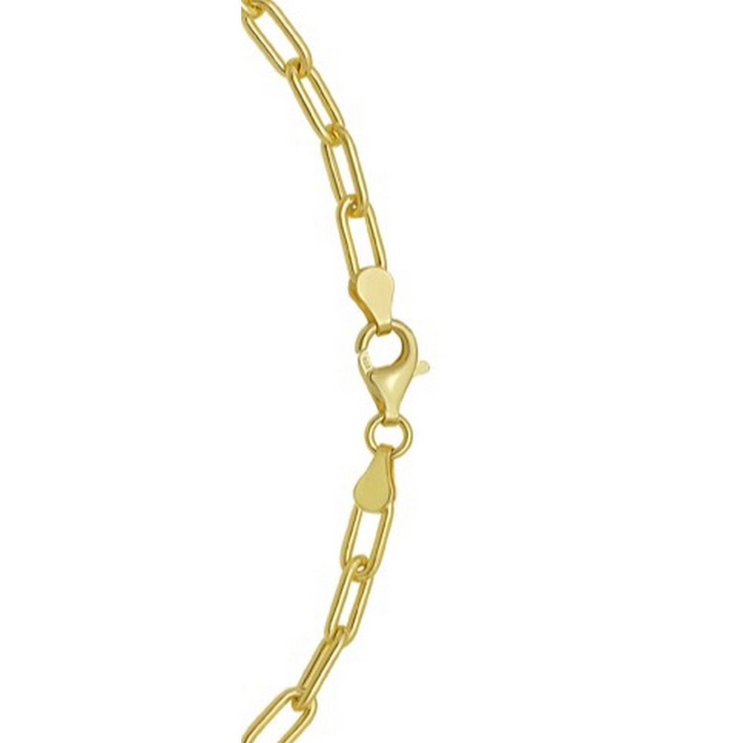Sterling Silver Yellow Gold Plated Round Link Paperclip Chain (4.10 mm)