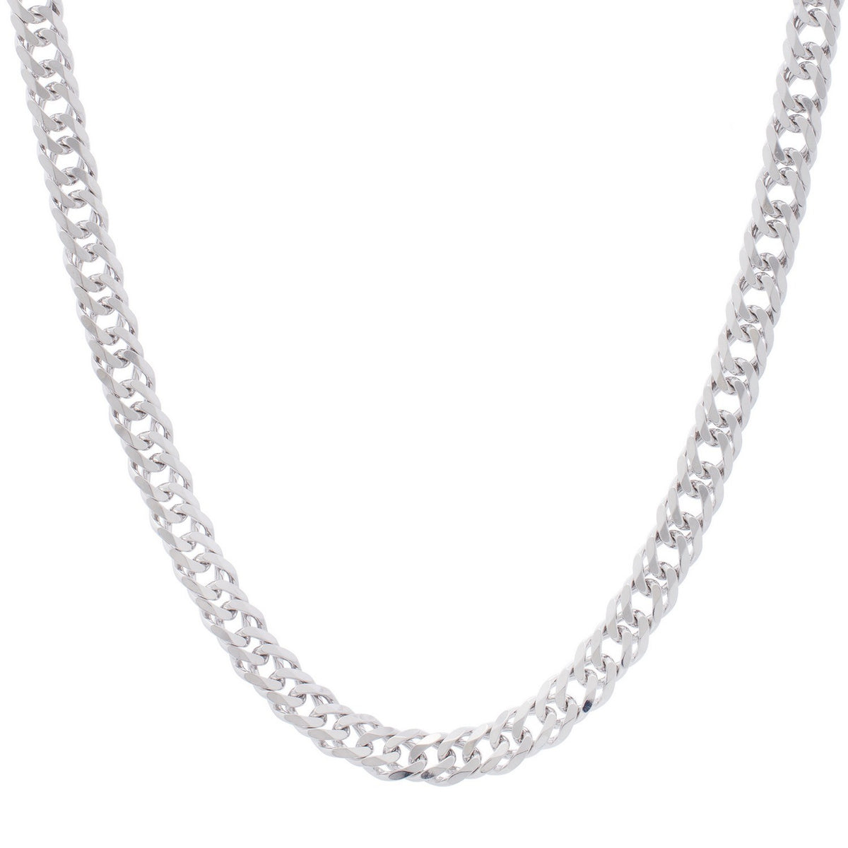 Sterling Silver Rhodium Plated Flat Miami Cuban Chain (7.80 mm)
