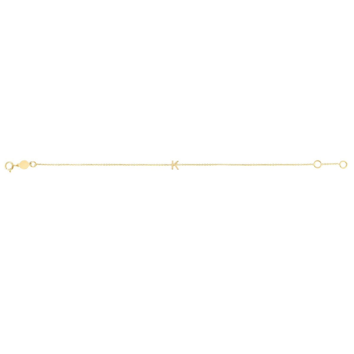 14K Yellow Gold Mini Initial K Bracelet