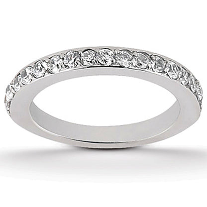 14k White Gold Pave Diamond Wedding Band Set 1/2 Around
