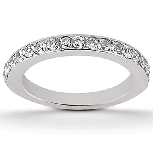 14k White Gold Pave Diamond Wedding Band Set 1/2 Around