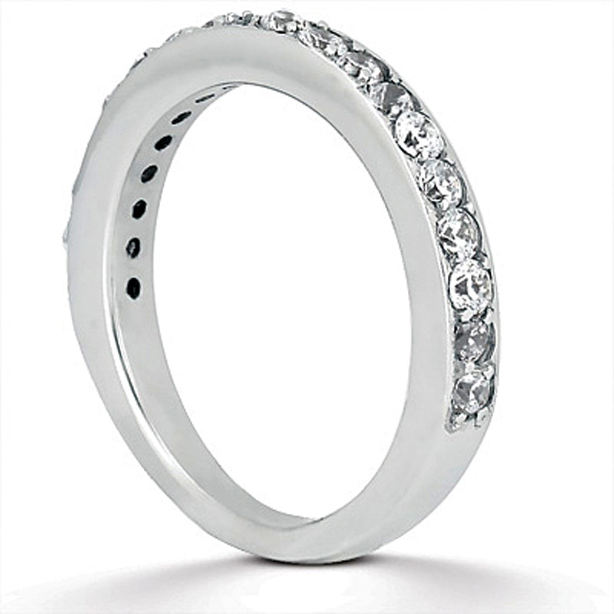 14k White Gold Pave Diamond Wedding Band Set 1/2 Around