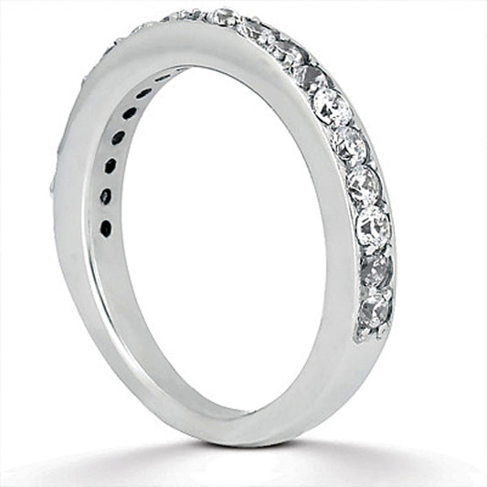 14k White Gold Pave Diamond Wedding Band Set 1/2 Around