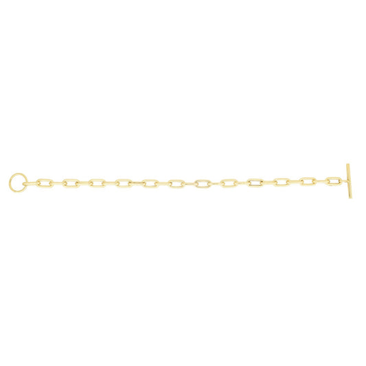 14K Yellow Gold Paperclip Toggle Link Necklace