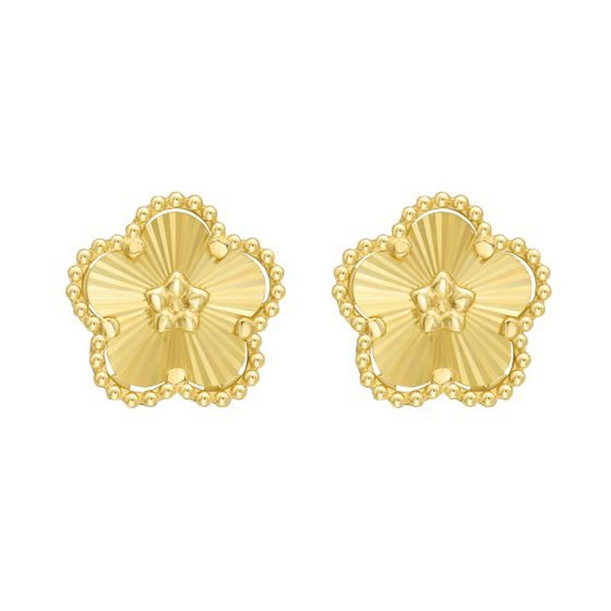14K Yellow Gold Textured Daisy Earrings