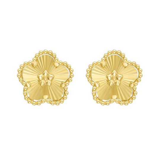 14K Yellow Gold Textured Daisy Earrings